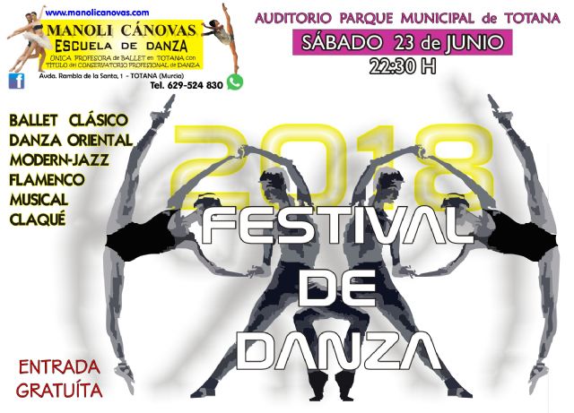 La Escuela de Danza MANOLI CÁNOVAS celebra su FESTIVAL de fin de curso mañana sábado 23 de junio