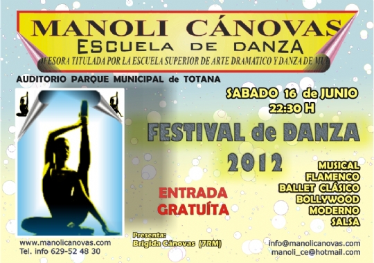 La Escuela de Danza MANOLI CÁNOVAS presenta su festival de fin de curso 2012