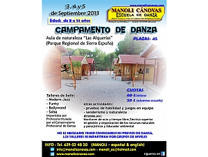 CAMPAMENTO DE DANZA DE LA ESCUELA MANOLI CÁNOVAS EN LAS ALQUERÍAS LOS DÍAS  3-4-5 DE SEPTIEMBRE