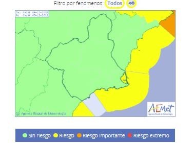 AEMET establece aviso de nivel amarillo por fenómenos costeros para mañana miércoles