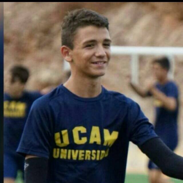 El mazarronero Daniel Méndez Raja, portero del equipo infantil del UCAM Murcia, convocado por la Selección Murciana de fútbol para un entrenamiento