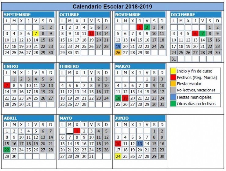 Calendario Escolar 2018 - 2019