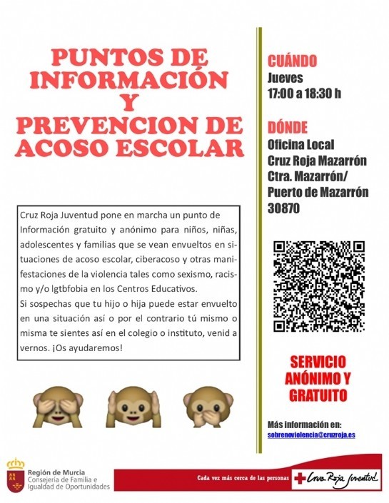 Cruz Roja Juventud pone en marcha en Mazarrón un punto de información gratuito para la prevención de acoso escolar