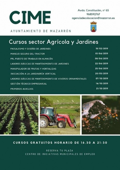 Nuevos cursos gratuitos para formar a profesionales del sector agrario y jardines