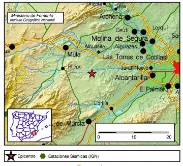 Un nuevo terremoto se deja sentir en la Región de Murcia
