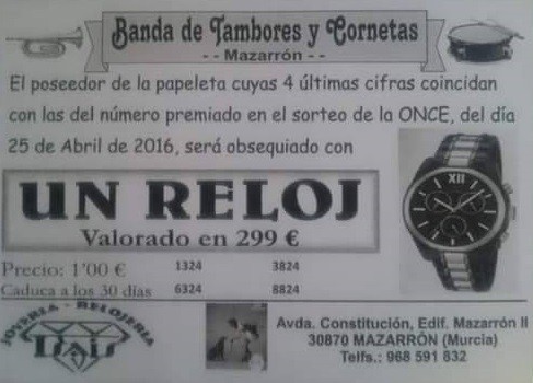 COMUNICADO BANDA DE CORNETAS Y TAMBORES DE MAZARRON.