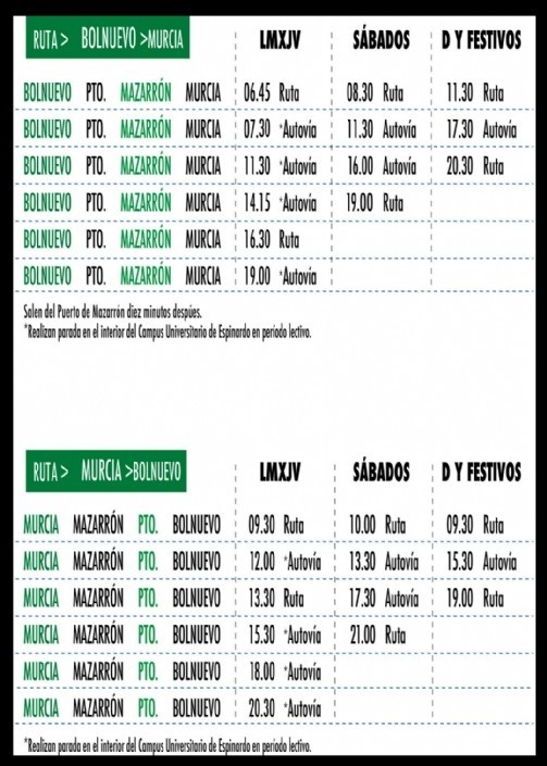Nuevo horario de autobuses actualizado para los meses de Otoño e Invierno.