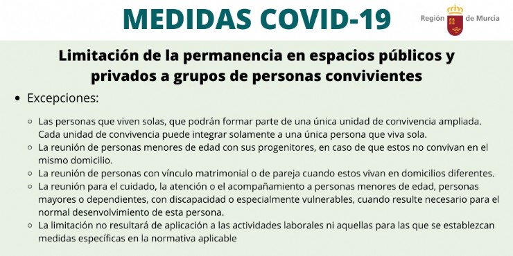 Publicado el Decreto que prohíbe las reuniones sociales entre no convivientes en la Región