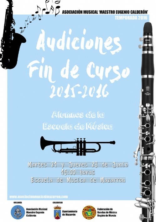 Concierto del día de la Música y audiciones de fin de curso para clausurar. Asociación Musical 'Maestro Eugenio Calderón'