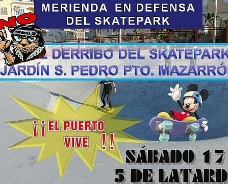 Sábado 17 de febrero, nueva reivindicación para impedir el derribo del Skate Park de Puerto de Mazarrón