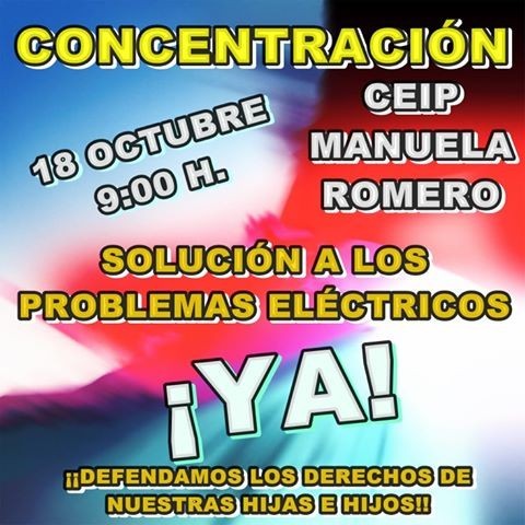 El AMPA del CEIP Manuela Romero organiza una concentración pidiendo solución a los problemas eléctricos