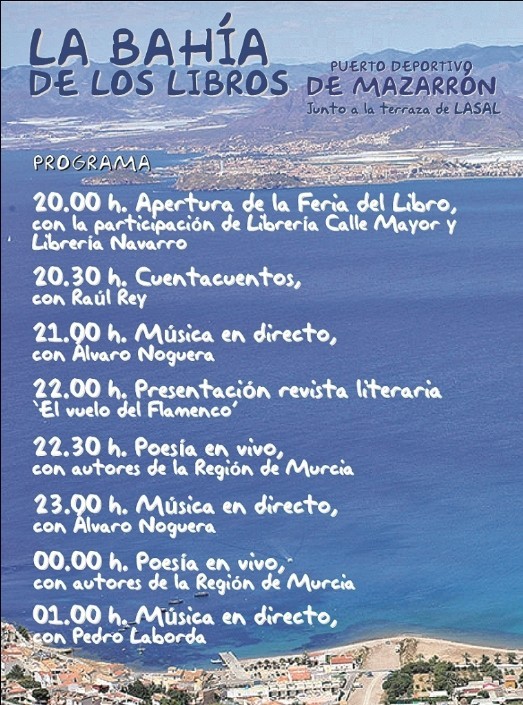 El próximo sábado 19 de agosto, a las 20:00 h,  desembarca en Puerto de Mazarrón “La Bahía de los Libros”