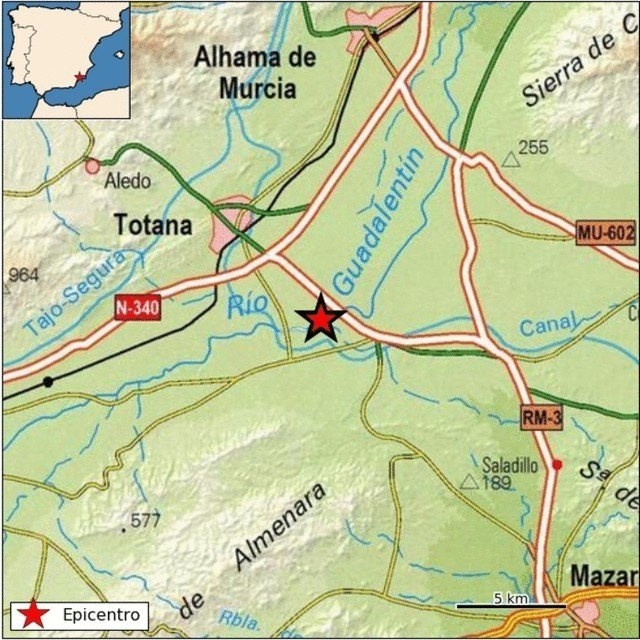 Un terremoto de 2,1 grados sacude Totana