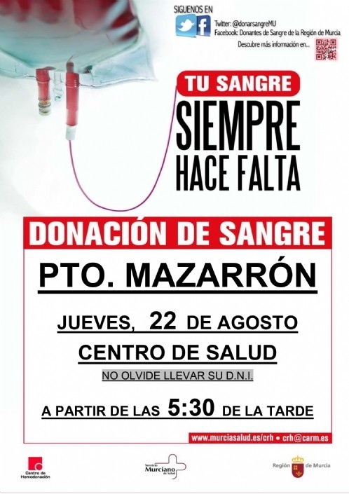 Donación de sangre en Puerto de Mazarrón