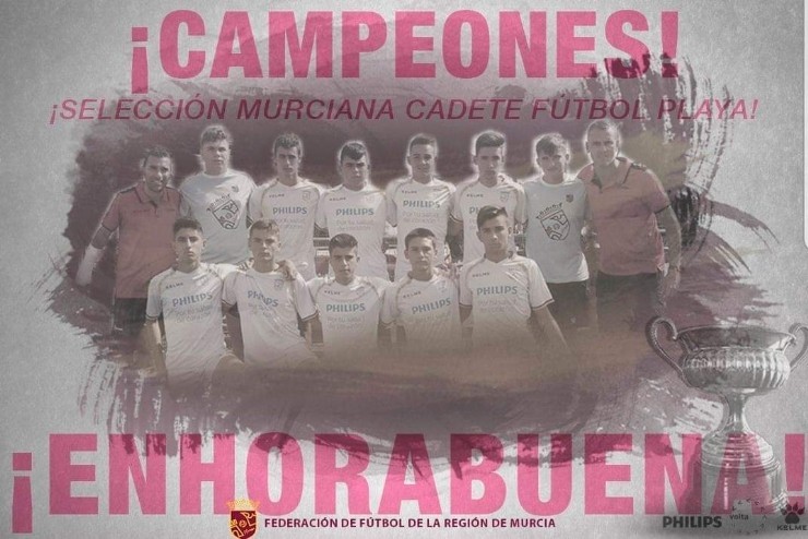 La selección murciana cadete de fútbol playa conquista el Campeonato de España 