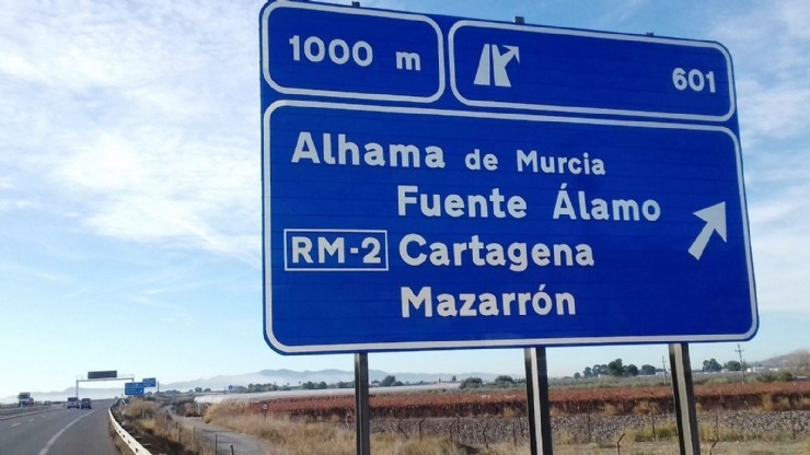 La Autovía del Mediterráneo (A7) muestra desde principios de año el destino “Mazarrón” en la salida 601
