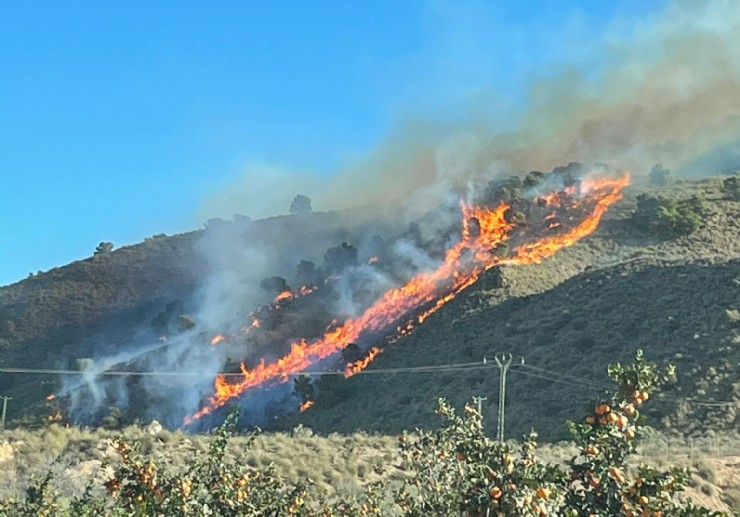 Un incendio en la Sierra de Carrascoy moviliza a más de 100 efectivos