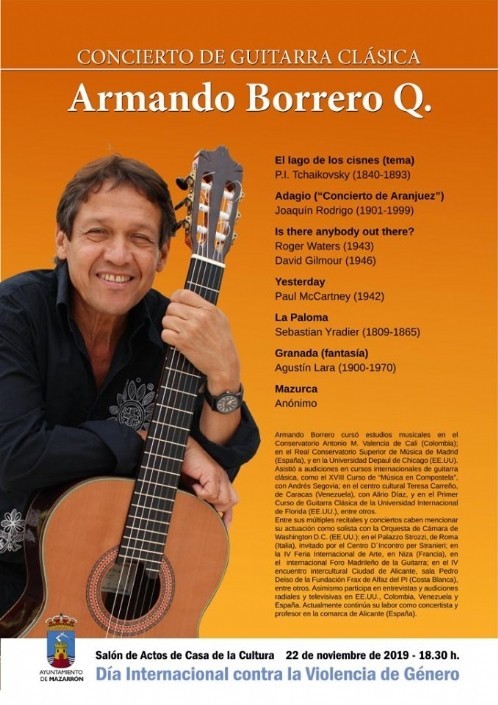 Concierto de Guitarra Clásica esta tarde en el salón de Actos del Centro Cultural