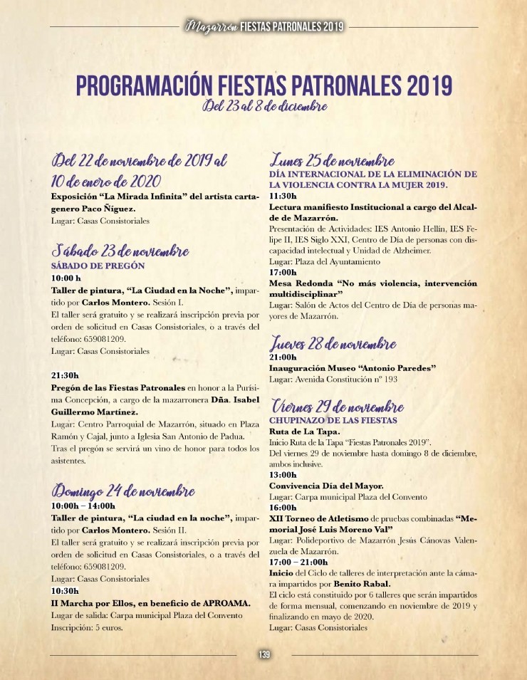 Programación Fiestas Patronales 2019