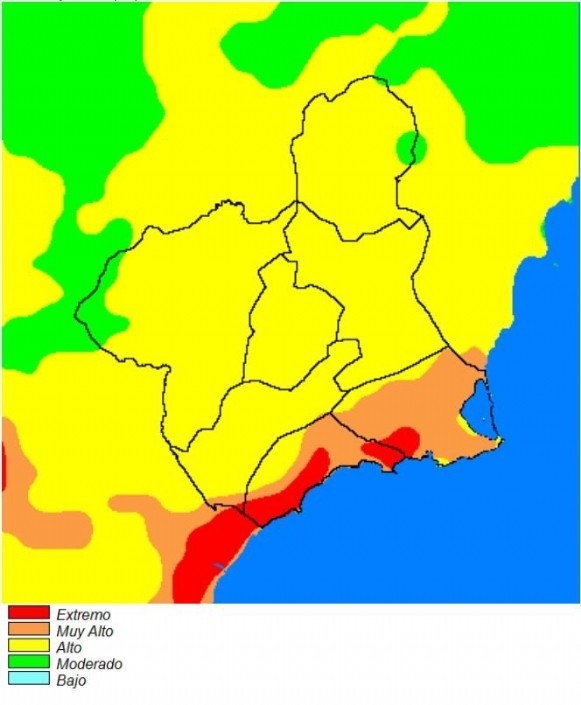 Nivel de riesgo extremo en incendios forestales en Mazarrón para este domingo