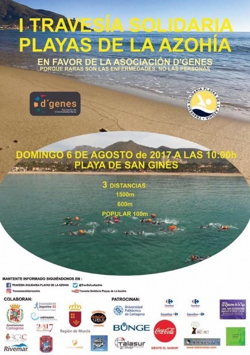 I Travesia Solidaría Playas de La Azohía en favor de D'Genes. Domingo 6 de agosto