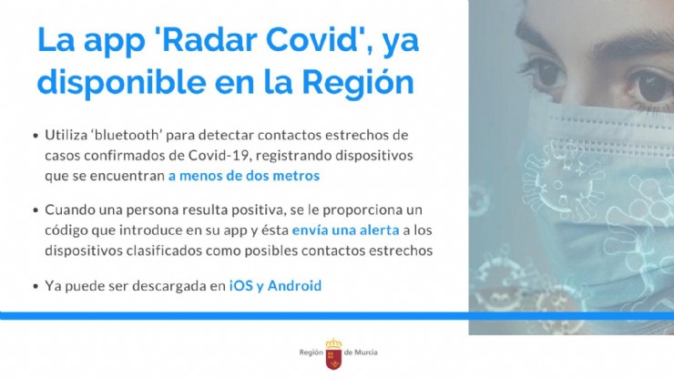 La aplicación Radar Covid ya está en marcha en la Región