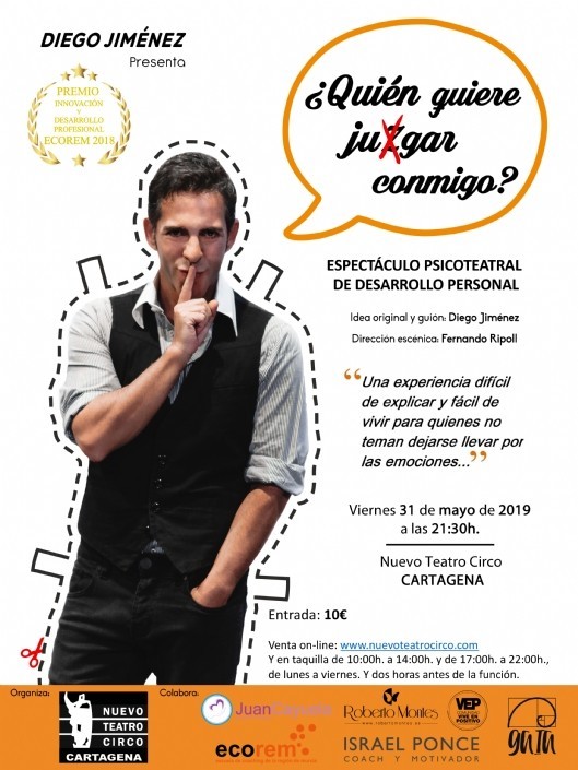 Diego Jiménez estrena en Cartagena su espectáculo “¿Quién quiere ju(z)gar conmigo?”
