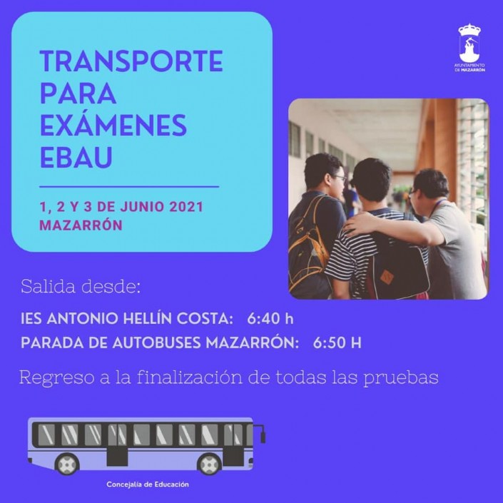 El Ayuntamiento habilita autobuses para los exámenes de la EBAU los días 1,2 y 3 de junio