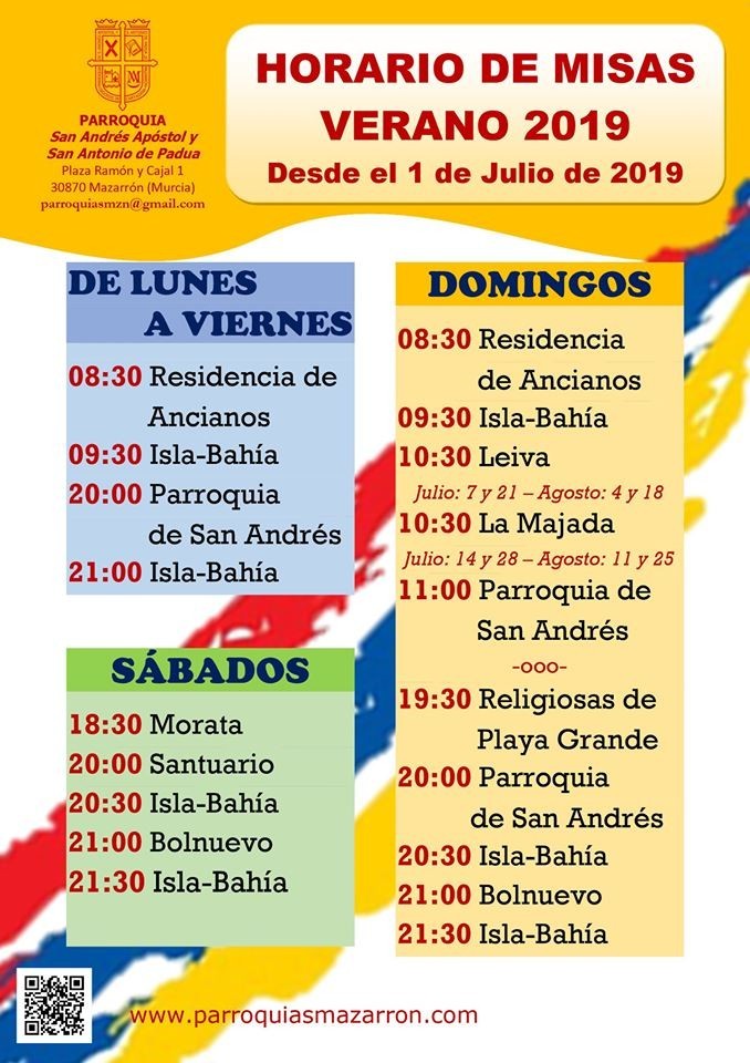Horario Misas Verano 2019