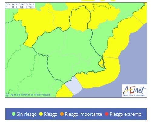 AEMET emite aviso de fenómenos adversos nivel amarillo por fenómenos costeros para mañana lunes