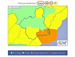 Aemet emite aviso naranja en Mazarrón para el próximo martes