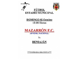 Este Domingo a las 18 horas en el Estadio Muncipal juega el Mazarron FC Juvenil