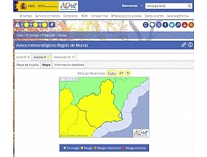 Meteorología activa aviso amarillo por lluvias y tormentas en Mazarrón para mañana martes