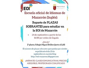 Este martes se reparten las plazas sobrantes de la Escuela Oficial de Idiomas de Mazarrón