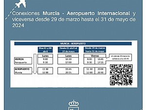 Amplían el horario del servicio de autobuses que conectan el Aeropuerto con Murcia y Cartagena