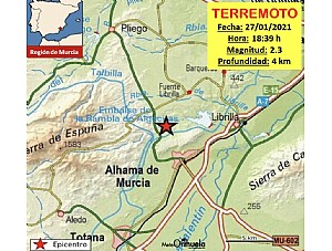 Terremoto de 2,3 grados en Alhama de Murcia