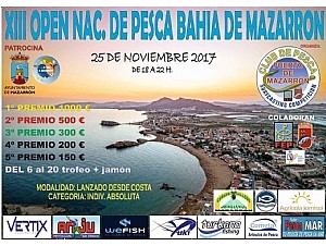 XIII OPEN NACIONAL DE PESCA BAHÍA DE MAZARRÓN. 25 de noviembre.