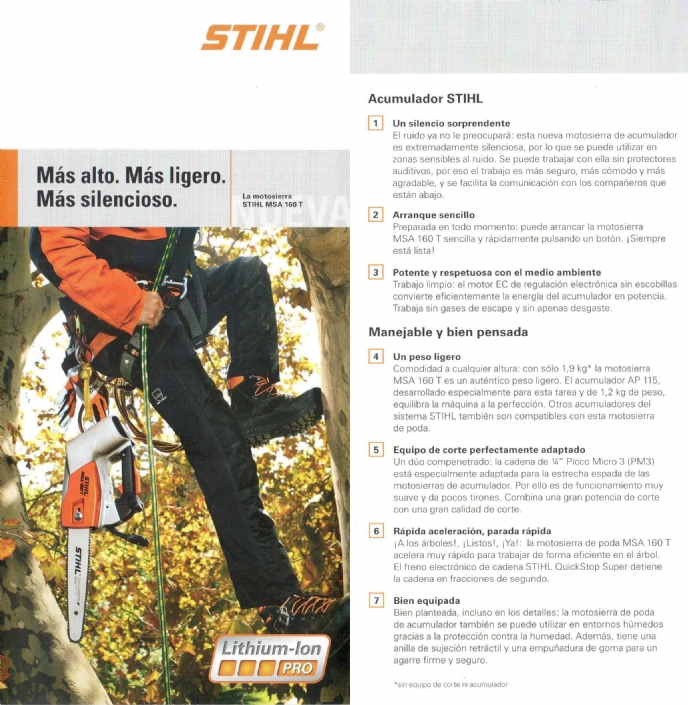 Nueva motosierra de poda STIHL MSA 160 T