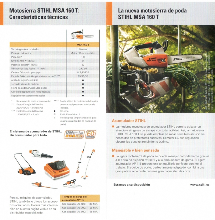 Nueva motosierra de poda STIHL MSA 160 T