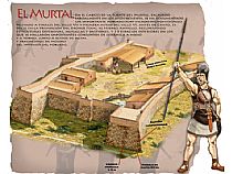 Recreación del poblado fortificado del Murtal. Siglos VII-V a. C. Ilustraciones de Pedro Hurtado publicadas en el libro de Historia Ilustrada de Alhama

