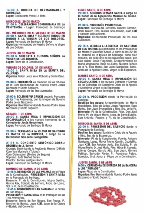 Se presenta de forma oficial el programa de actos y procesiones de la Semana Santa de 2023.