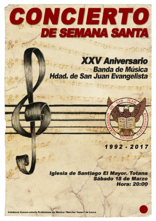 La Banda de Música de la Hermandad de San Juan Evangelista ofrecerá un concierto en la Parroquia de Santiago