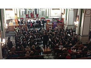 La Banda de Música de la Hdad. de San Juan Evangelista ofreció un concierto en la parroquia de las Tres Avemarias