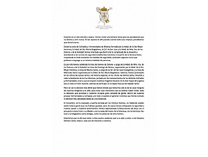 Comunicado de la Junta de Cofradías y Hdades. de Alhama