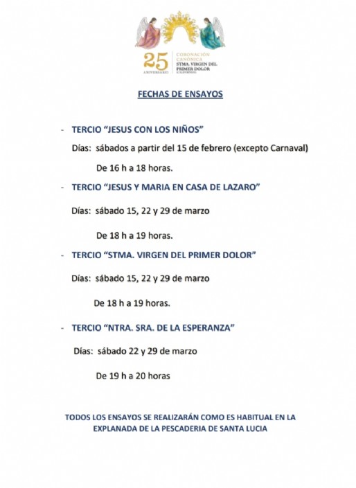 Fechas de ensayos 