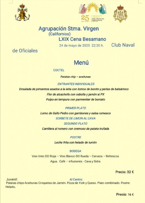 Besamano en honor a la Stma. Virgen del Primer Dolor