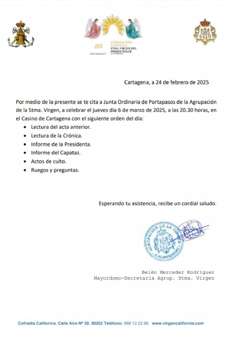 Convocatoria Junta Portapasos