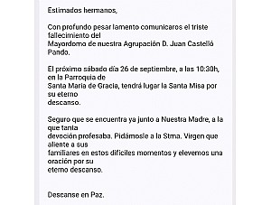 Fallecimiento de D. Juan Castelló Pando