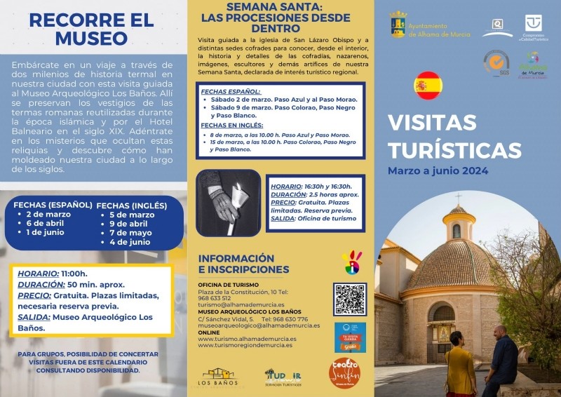 Nuevo calendario de visitas turísticas de marzo a junio